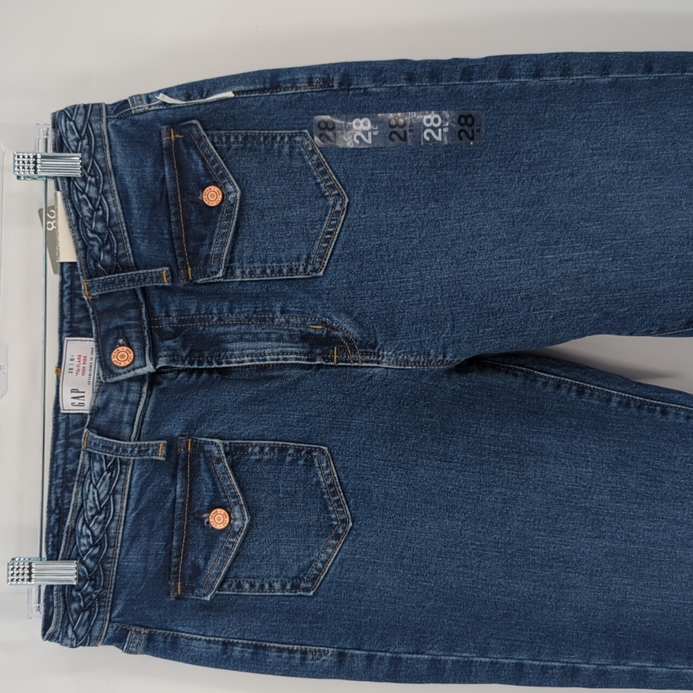 GAP *NWT* 28L High Rise '70s Flare Jeans, Medium Indigo Wash, Sz 28 Long - Picture 3 of 9
